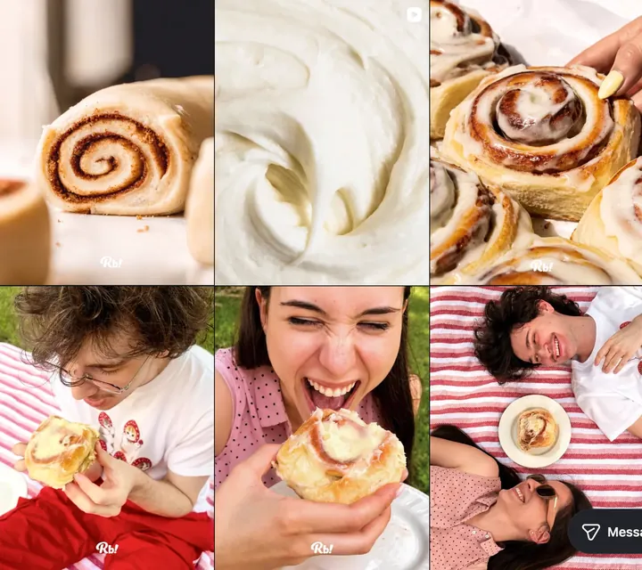 Feed Instagram Roll'Babe : cinnamon rolls artisanaux et coulisses de fabrication